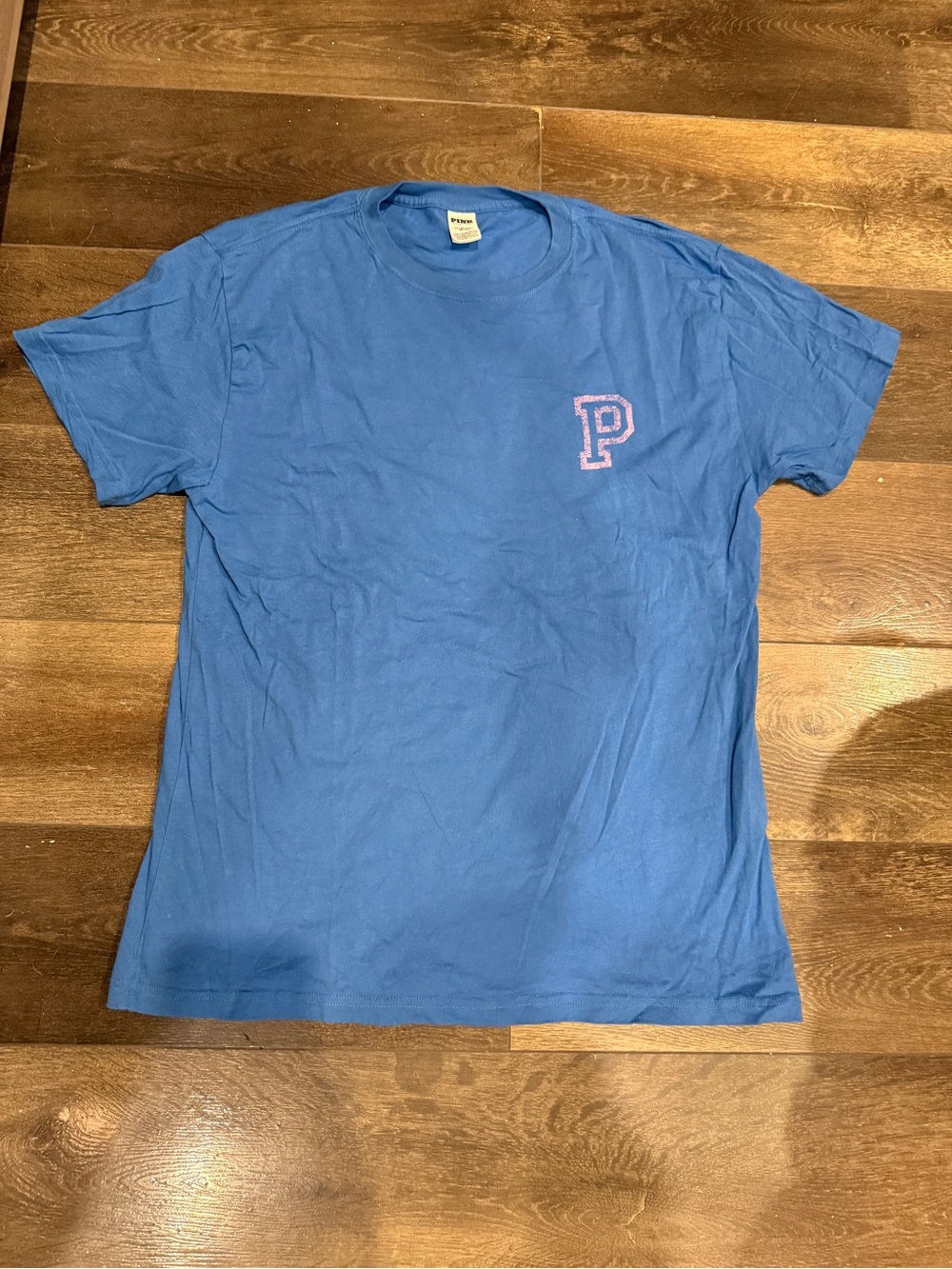 PINK Victoria's Secret Blue Short-Sleeve Crewneck Logo Tee